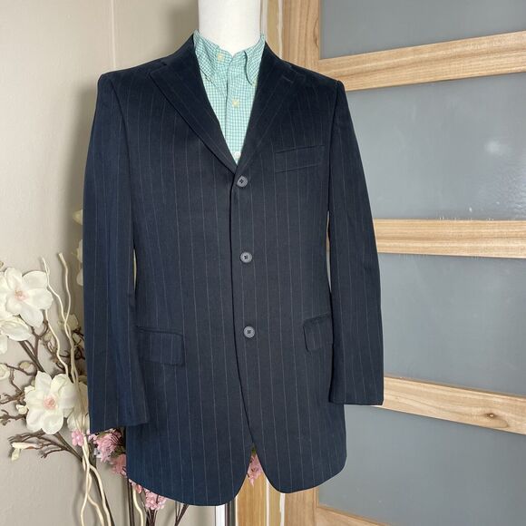 Banana Republic Suit Jacket/Blazer-Black Velvet Striped-Cotton-Size 38R - Picture 1 of 12